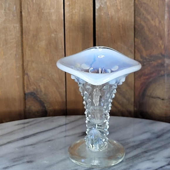 Fenton Blue and Clear Glass Vase - Picture 9 of 12